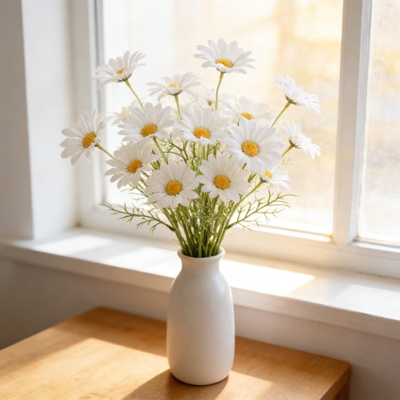 shyuyusa 10pcs Small Daisy Artificial Flower Bouquet, Home Garden Faux Plant Decor