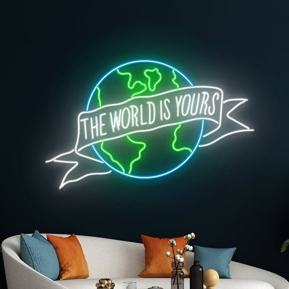 Handmadetneonsign The World Is Yours Led Sign, The World Is Yours Neon Light, World Neon Sign