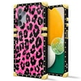 thumbnail image 2 of FKBRCL4U Compatible with Samsung Galaxy A13 Case, Pink Black Leopard Luxury Golden Decoration for Girl Women Soft TPU Shockproof Protective Hard PC Back, 2 of 7