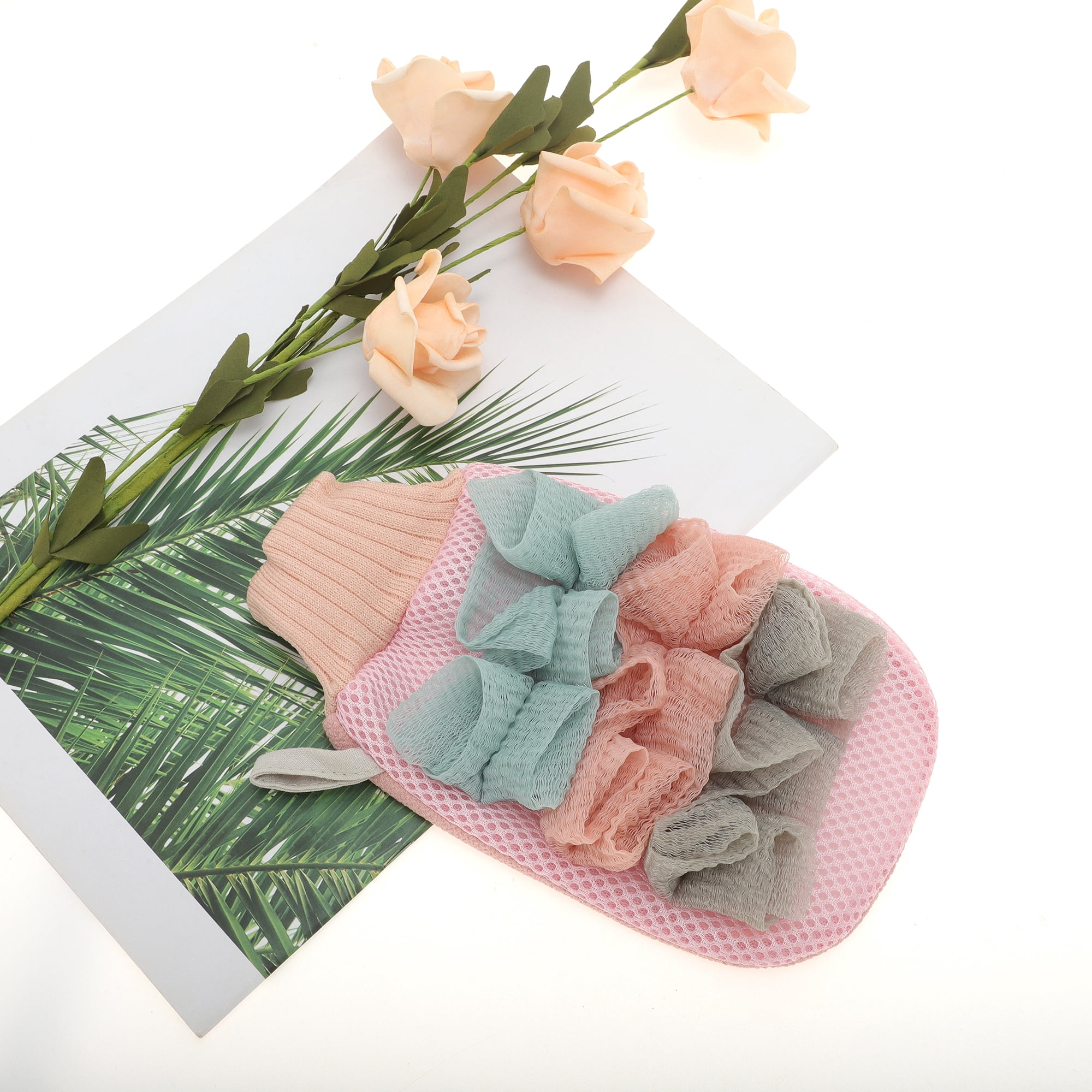 Unique Bargains Shower Gloves 8.66"x5.12" Pink
