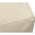 thumbnail image 2 of Java Pouf 22" Upholstered in Genuine Leather in Ivory and Contrast Stitching, 2 of 6