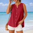 thumbnail image 2 of Xijirk Women's Sleeveless Notch Neck Blouse Button Front Curved Casual Summer Layering Top,L, 2 of 5