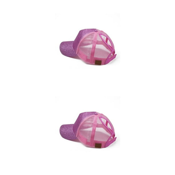 Qarigey Gorra de béisbol para mujer, cúpula a prueba de sol, brillante, transpirable, malla de lentejuelas, sombrero deportivo para mujer, Rosa 2piezas