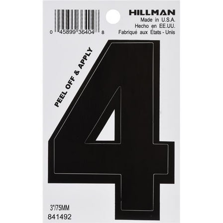 3 in. Black Glossy Vinyl Die-Cut Adhesive Number - 4