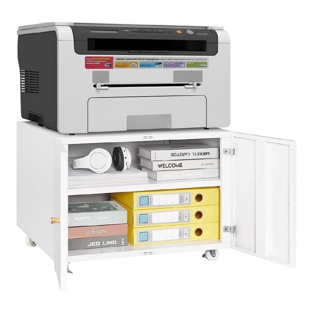 Blanca mobile printer stand con almacenamiento para oficina en casa metal mesa con estante y file cabinets on wheels suitable para 3d printers
