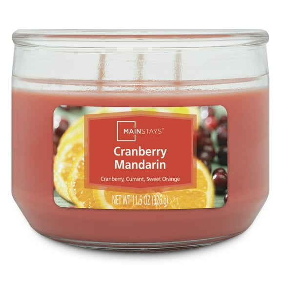 Mainstays Cranberry Mandarin Scent 3 Wick Candle, 11.5 oz
