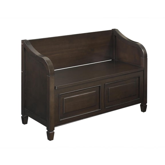 Simpli Home Connaught SOLID WOOD 42 inch Wide Traditional Entryway Storage Bench in Dark Chestnut Brown