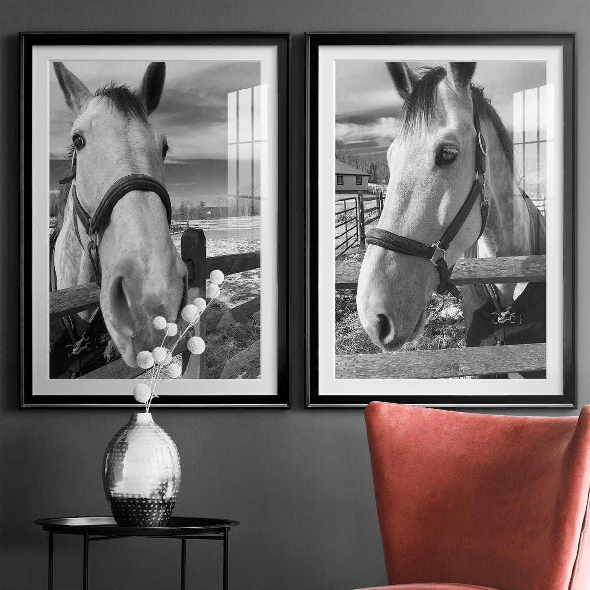 Wexford Home Caen Premium Framed Print, 30.5" x 42.5" - Ready to Hang, Black (Set of 2)