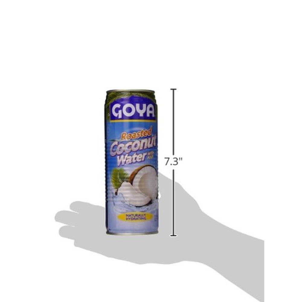 GOYA Roasted Coconut Water with Pulp, 17.6 fl oz Can, Tropical Drink