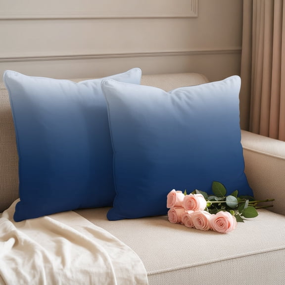 Outdoor Throw Pillow Covers,Navy Blue Gradient Ombre Waterproof Decorative Pillowcases Cushion Cover Minimalist Art Pillow Cases for Patio Couch Sofa Bed,18x18in Set of 2