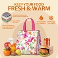 thumbnail image 5 of Pioneer Flower Floral Print Pattern Insulated Lunch Bag for Women & Adults,Large Portable Soft Cooler Lunch Bag,Thermal Food Storage Tote with Pearl Cotton,8.66L,8.75x5.75x9.5 Inch, 5 of 6