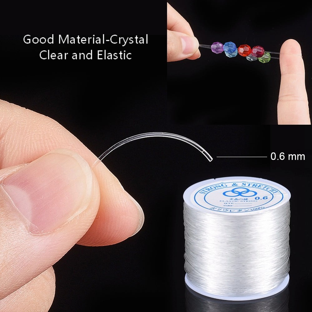Elastic Stretch Polyester String Cord Jewelry Making Bracelet Beading Thread Clear 0.6mm about 109.36 yards(100m)/roll