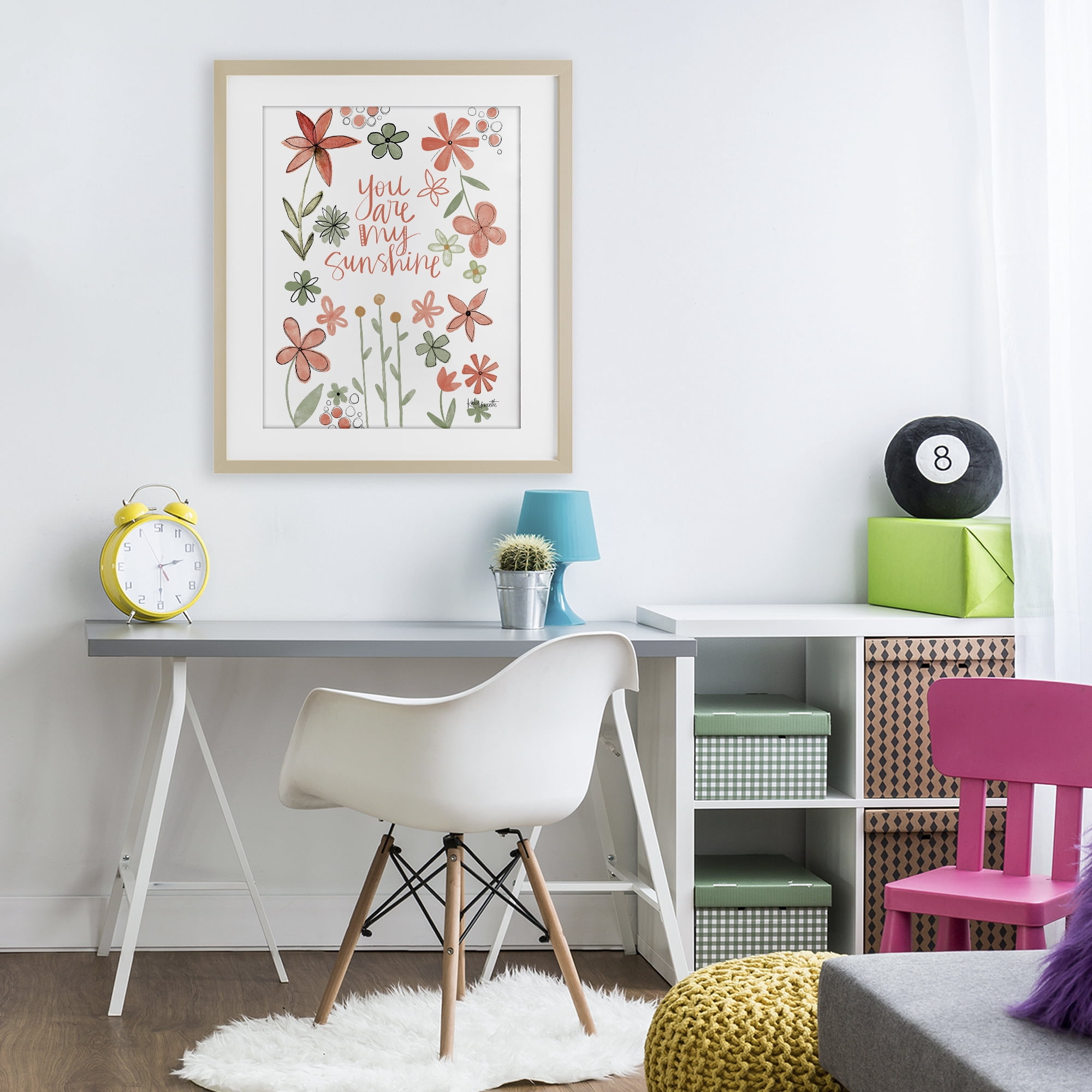Stupell Industries You Are Sunshine with Florals Birch Framed Print Under Glass, design by Katie Doucette