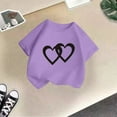 thumbnail image 5 of Tfken Girls Tees For Summer Heart Print Crew Neck Short Sleeve Tops Daily Wear Fashion Teen Comfortable Shirts Purple Size 13-14 Years, 5 of 5