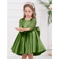 thumbnail image 3 of OBEEII Formal Satin Dress for Toddler Girl Birthday Party Wedding Floral Lace Dresses Knee Length Princess Dress with Bow-Knot First Communion for Age 6M-6T, 3 of 8