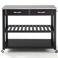 thumbnail image 3 of Crosley 2 Drawer Stainless Steel Top Kitchen Cart in Black, 3 of 8