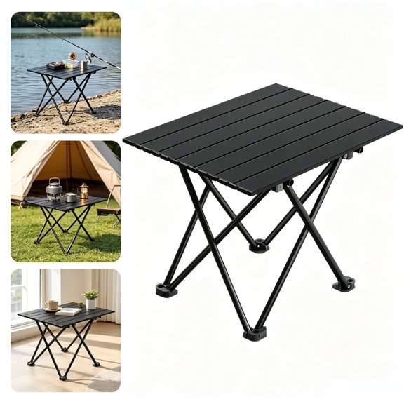 YMWVH Ultralight Folding Camping Table, Portable Carbon Steel Side Table with Non-slip Feet for Outdoor Picnic, Beach & Backpacking