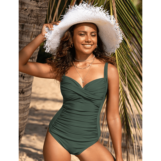 Hilor Costume Intero Donna Con Ferretto E Twist – Push Up Con Controllo Pancia, Spiaggia E Piscina, Taglia 16, Corallo Blu - 4