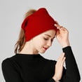 thumbnail image 2 of Unisex Fleece Lined Neck Warmer, Winter Knit Scarf Tube, Multifunctional Headband, Double Layer Cold Protection, Soft Acrylic Wool Scarf, Outdoor Sports Neck Gaiter - Red, 2 of 4