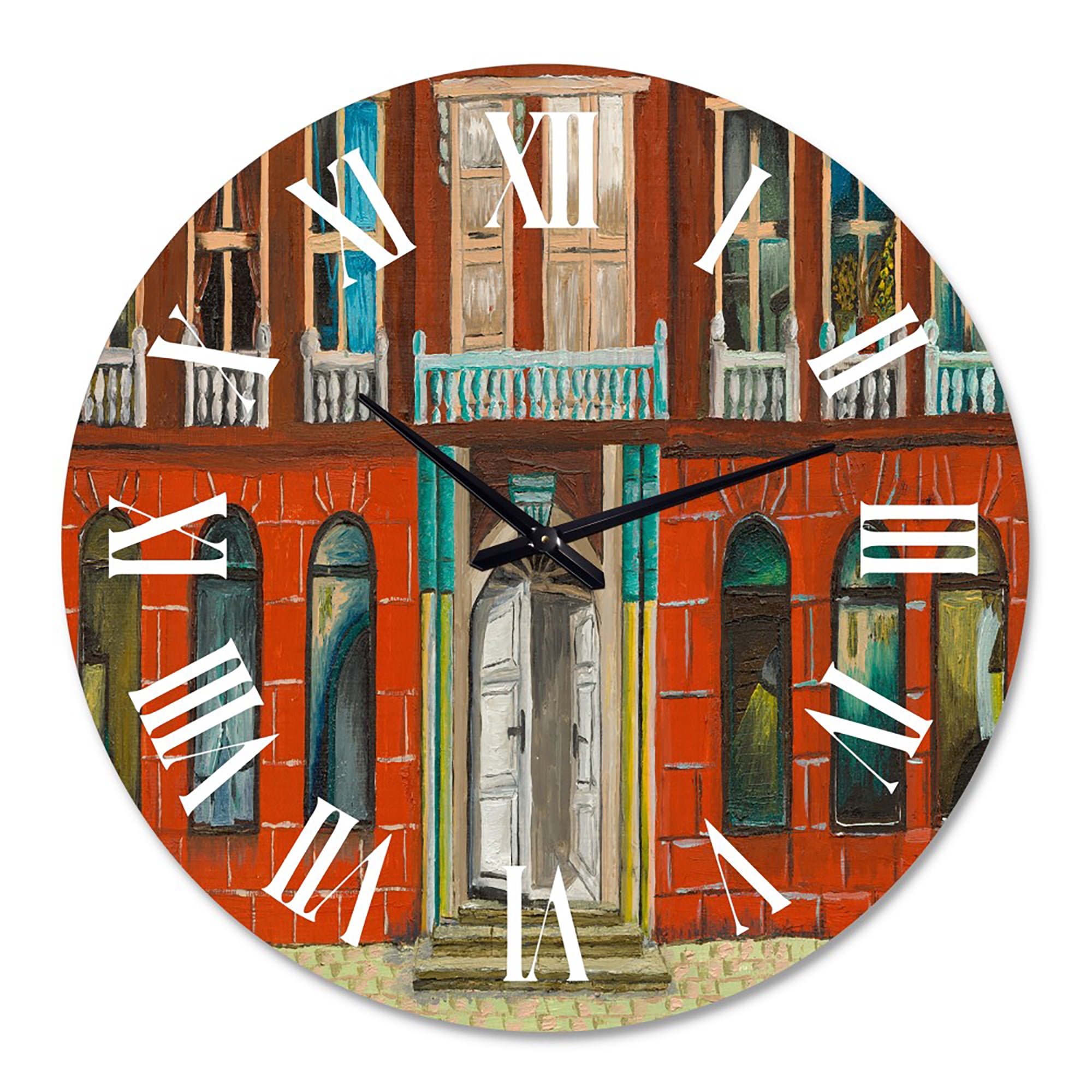Designart 'Red Facade Of Shop In Paris Ii' French Country Wall Clock