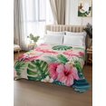 thumbnail image 3 of Twin Flat Sheet Only Flamingo Coastal Monstera Floral Soft Microfiber Cooling Bedding Sheets Summer Tropical Leaves Flat Bed Sheet, 3 of 9