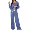 thumbnail image 1 of Gibobby Conjunto de pijama de mujer Conjunto de pijama de talla grande para niñas Pijamas de moda para el (Blue, L), 1 of 5