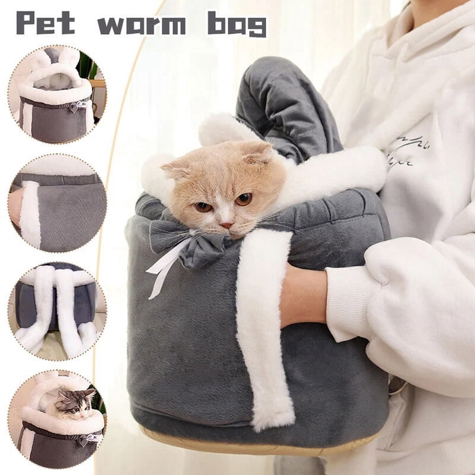 Warm Pet Carrier Bag Small Cat Dogs Backpack Winter Plush Pets Cage for Outdoor Travel Pet Hanging Chest Bags 6kg Load-Bearing (Color : Pink, Size : Medium)
