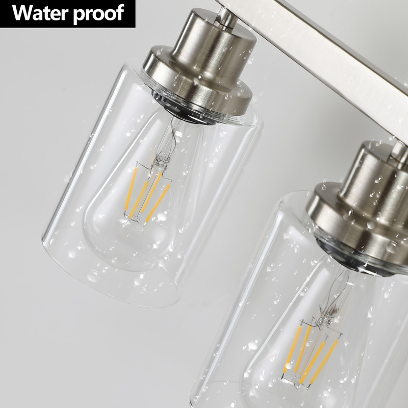 31" Modern 5-Light Bathroom Vanity Light with Clear Glass Shades, Brushed Nickel Wall Fixture for Mirror, Dressing Room, or Sink Area (Bulbs Not Included)