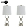 thumbnail image 3 of Lavish Home Set of 2 Open Circle LED Table Lamps (Brushed Steel/White), 3 of 6