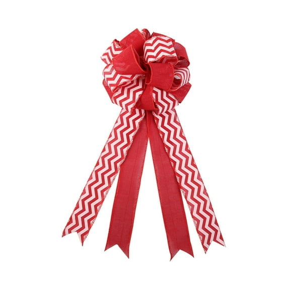 Zeiwohndc Christmas Tree Topper Buffalo Plaid Red White Christmas Bows for Holiday Decor