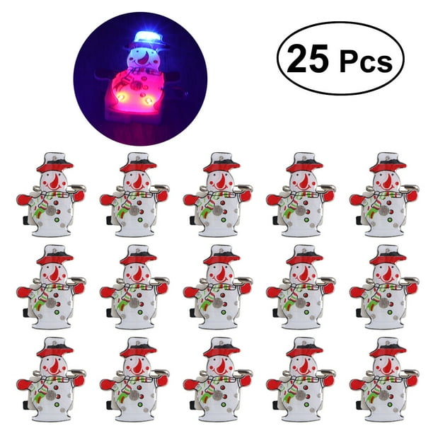 EeaseMX Broche de insignia de muñeco de nieve de 25 piezas con luz LED para niños regalo