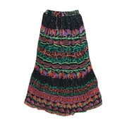 Mogul Women's Peasant Long Skirt Colorful Printed Skirts