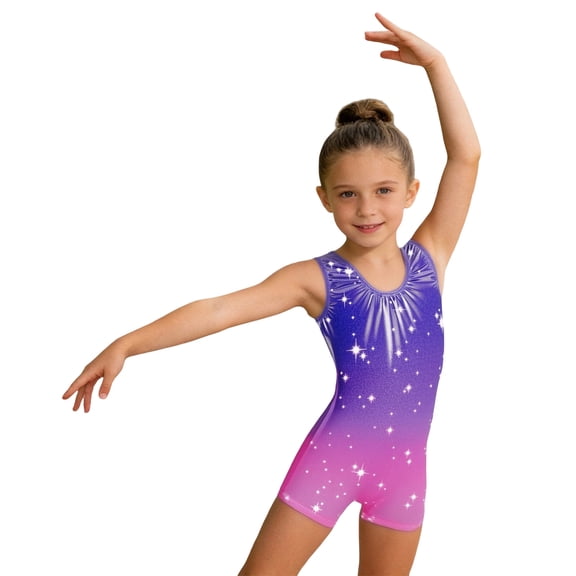 Girls Athletic Romper Jumpsuit Stretch Long Sleeve Bodysuit Toddler Kids Outfit Clothes