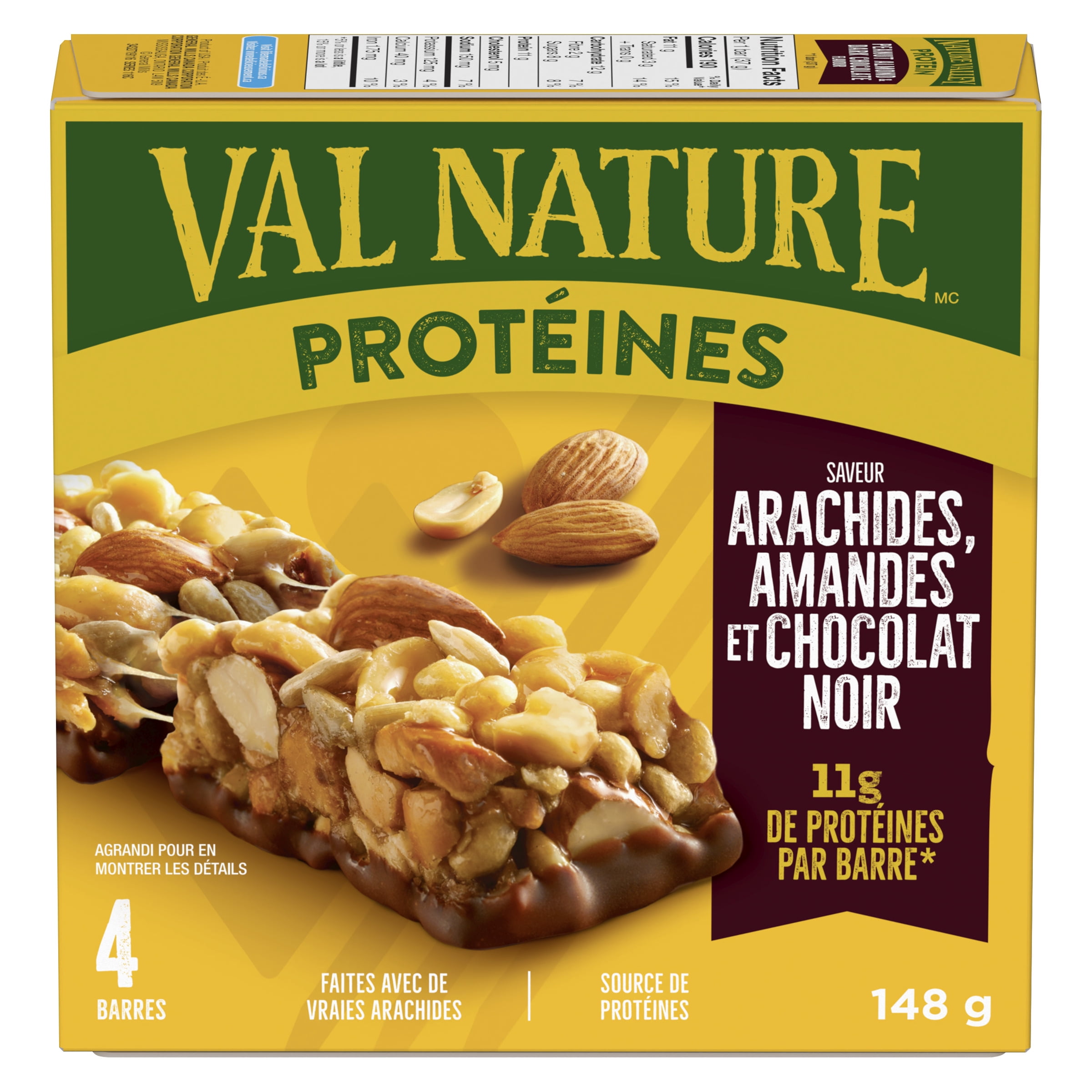 Nature Valley Protein Granola Bars, Peanut Almond and Dark Chocolate, 4 ct, 4 bars x 37 g, 148 g