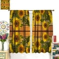 thumbnail image 3 of Sunflower Curtains Rustic Farmhouse Floral Retro Wooden Board Blackout Print Rod Pocket Window Drapes for Bedroom Living Room 42x63in, 3 of 6