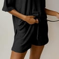 thumbnail image 6 of Jxximdong Shorts for Women Women's Summer Ribbed Knit Elastic Drawstring Waist Casual Beach Shorts Pockets Black XL Pants, 6 of 9
