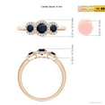thumbnail image 4 of ANGARA Natural Round Sapphire Three Stone Halo Ring with Diamonds in 14K Rose Gold for Women (Size-4mm) | September Birthstone, Anniversary, Jewelry Gift for Women | Natural Blue Sapphire Ring, 4 of 8