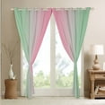 thumbnail image 4 of Sage Green and Pink Curtains for Bedroom,Rainbow Ombre 30%-50% Blackout Curtains Aesthetic Living Room Decor,Gradient Colorful Curtains & Drapes Abstract Window Curtain, 4 of 6