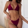 thumbnail image 2 of 2 Piece Swimsuit for Women Solid Color Spaghetti Strap Three-Point Separates Bikinis Red Bathing Suit for Women M, 2 of 8