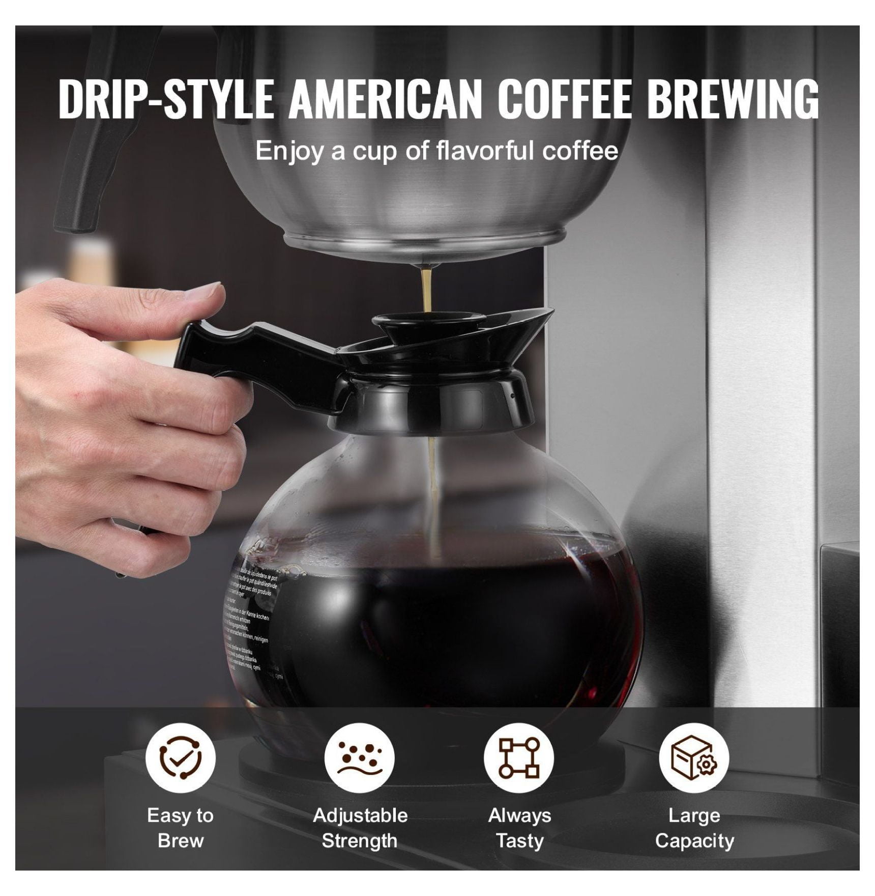 Commercial Coffee Maker 12 Cup, Office Drip Coffee Machine with 3 Carafes