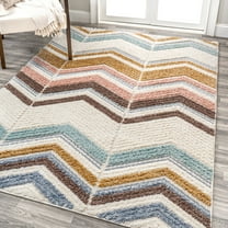 JONATHAN Y SANTA THERESA 3 x 5 Area Rug, Elin Chevron - Multi/Cream, SNT101A-3