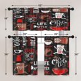 thumbnail image 5 of Kitchen Curtains Coffee Window Curtains and Valances Set 36 Inch, Black Red Cute Short Tier Curtain for Kitchen, Brown White Cartoon Doodle Small Kitchen Decor, 5 of 5