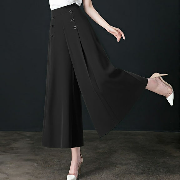 Black Cargo Pants Women 2025 New Spring and Summer Wide Leg Pants for Women High Waist Skirt Pants Casual Swing Pants Woman Pants Clearance