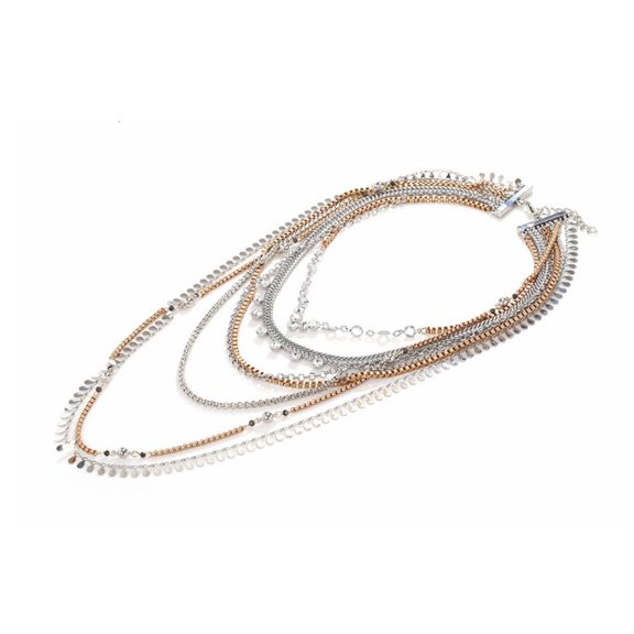 LAIQIEN Waterfall Multi-Strand Chains Statement Collar Necklace Zinc Alloy Accessories Elegant Party Jewelry
