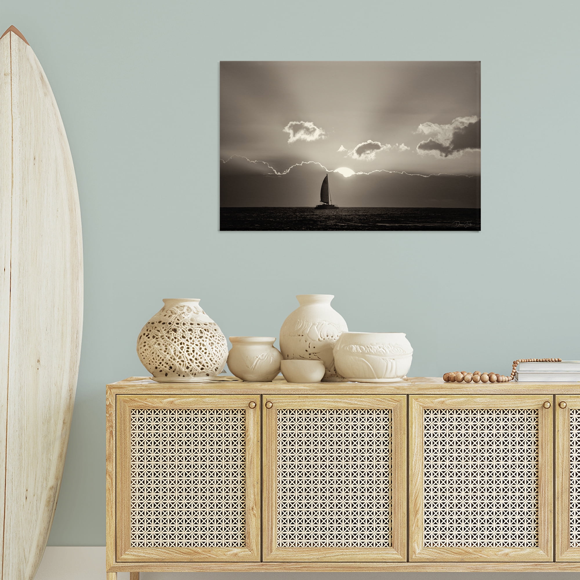Stupell Industries Sun Peeking Over Boat Landscape & Nature Photography Wrapped Canvas Art Print Wall Art, 36 x 24