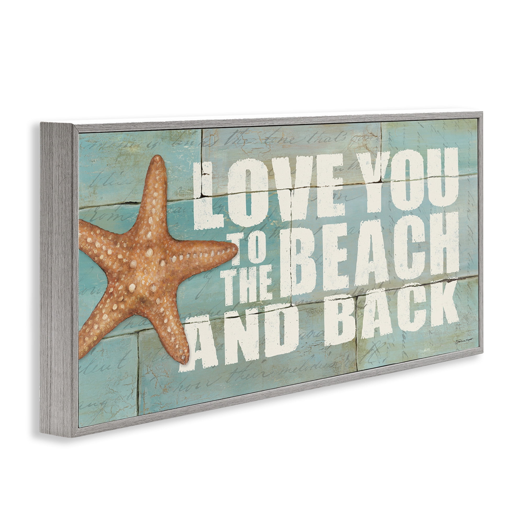 Stupell Industries Beach & Back on Bricks Animals & Insects Painting Gray Framed Art Print Wall Art, 30 x 13