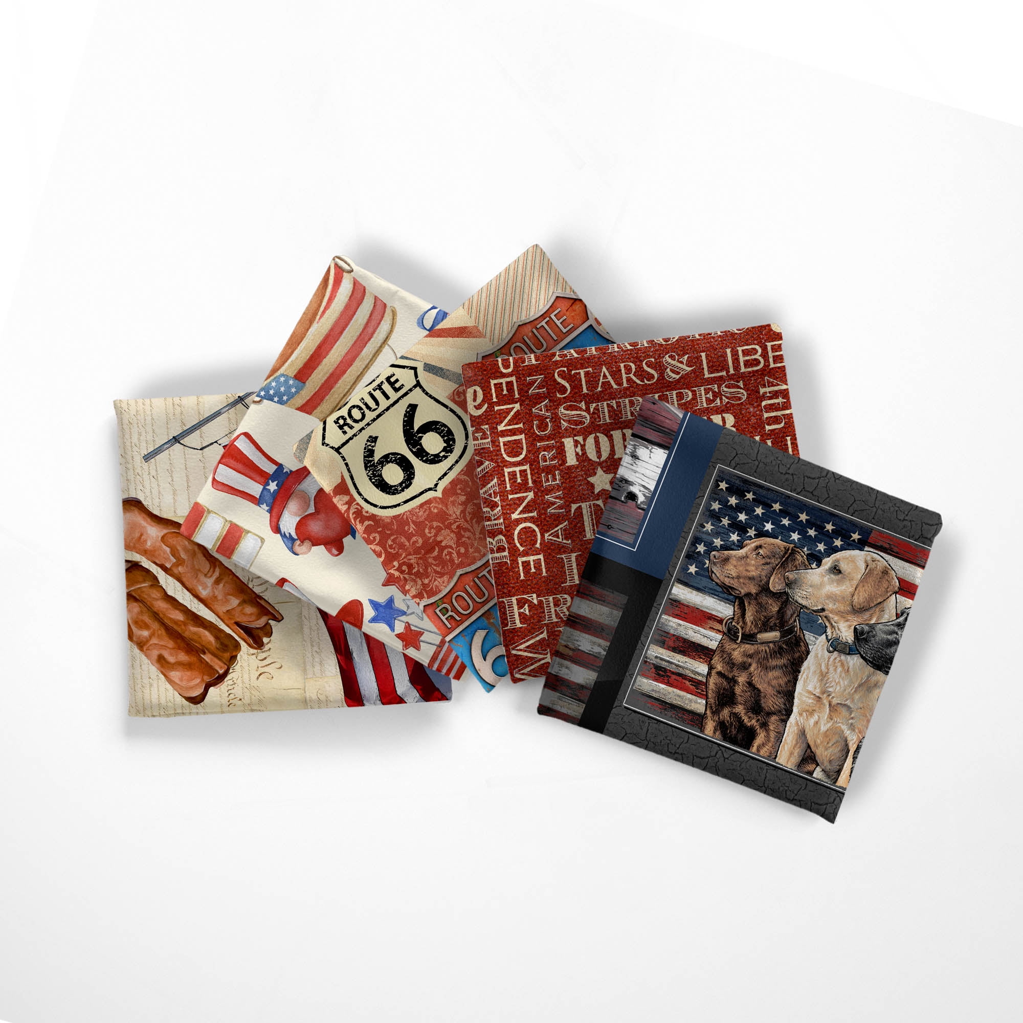 David Textiles 18" x 21" 100% Cotton Americana, Multi-color, for Quilting & Sewing, 5 Pieces