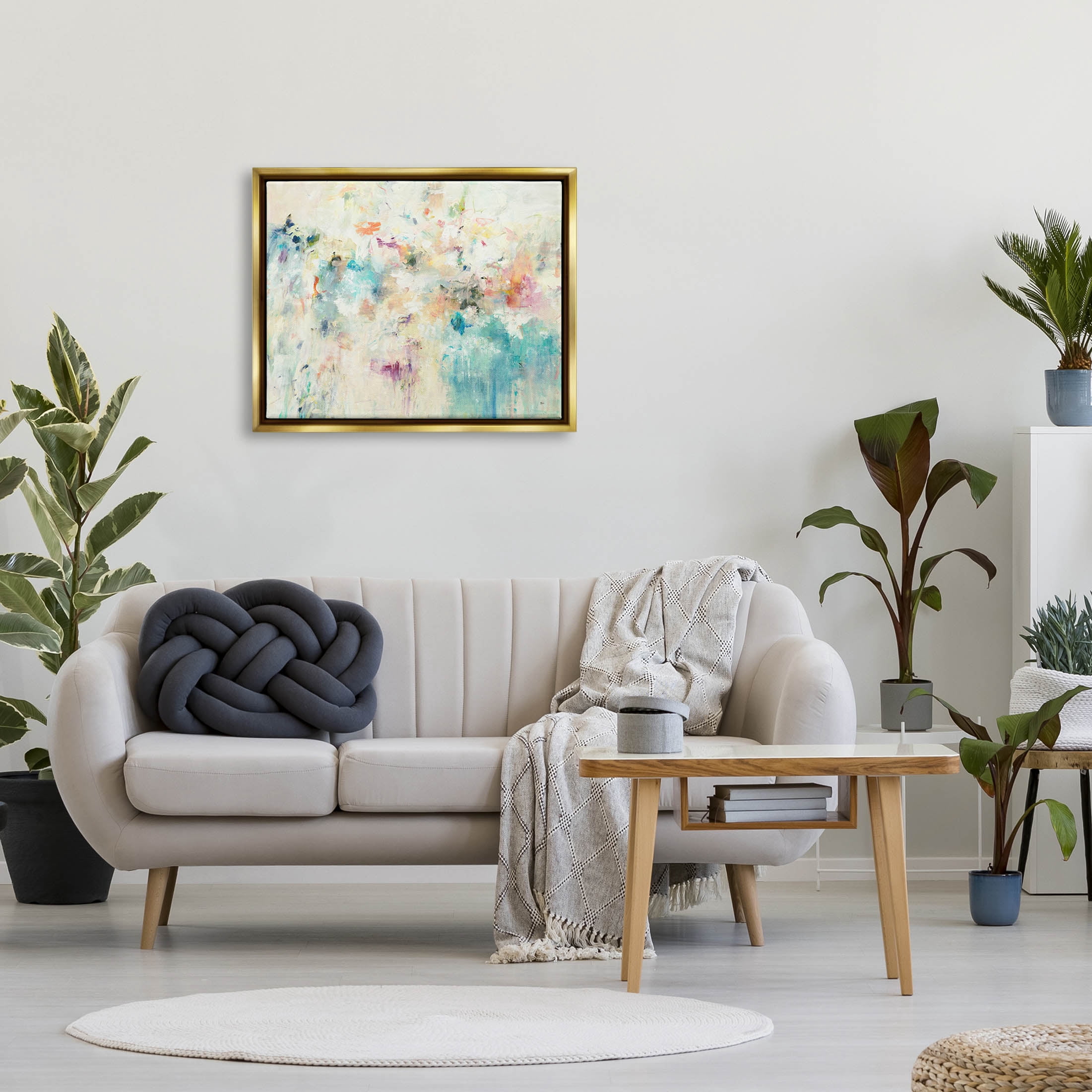Stupell Industries Contemporary Abstract Composition Painting Metallic Gold Floating Framed Canvas Print Wall Art, Design by Lisa Ridgers