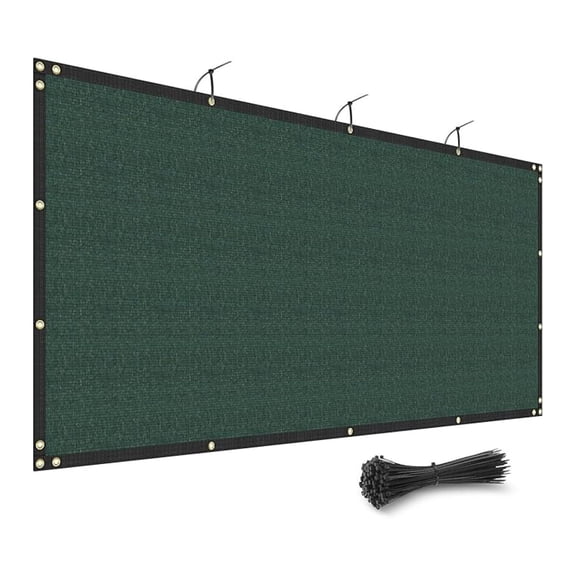8' x 13' Green Fence Privacy Screen Outdoor Heavy Duty Fencing Mesh Net Outside UV Blockage Windscreen Fabric Shade Cover Tarp for Wall Backyard Patio Garden, Cable Zip Ties Included