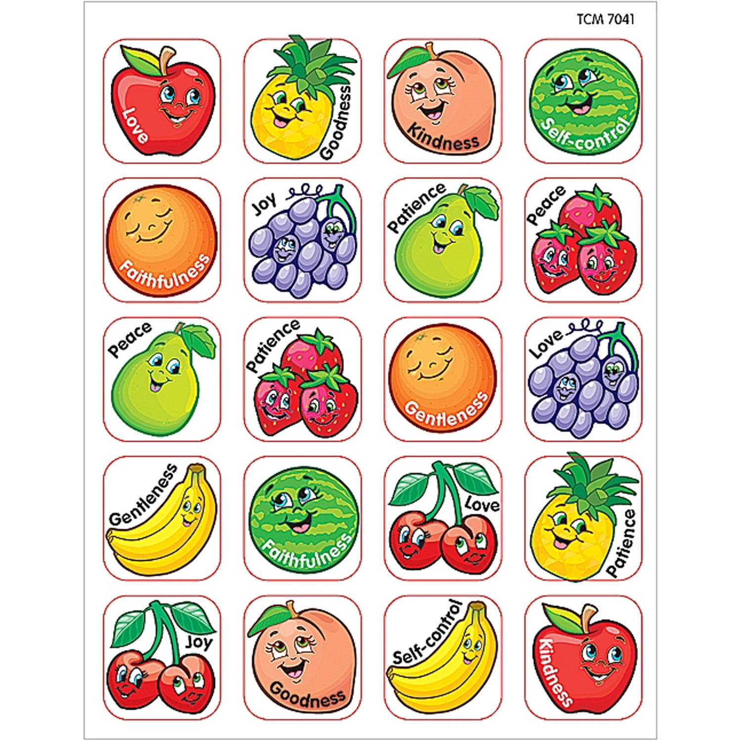 Teacher Created Resources Fruit of the Spirit Stickers, 120 Per Pack, 12 Packs